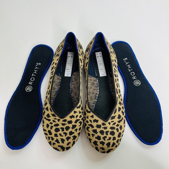 Rothy’s Cheetah Print Round Toe Everyday Flats Loafers 9.5 Tan Beige Black Spots - Picture 6 of 9